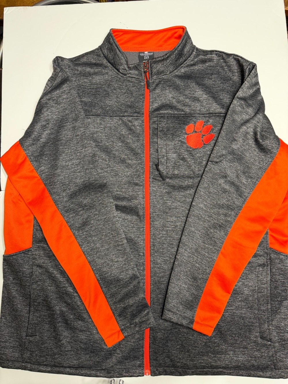 Gray & Orange Clemson Full-Zip Jacket with Paw Logo